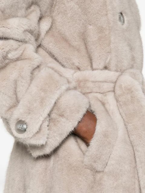 ducie Thalia double-breasted faux fur coat - Neutrals