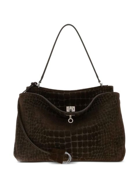 Balenciaga medium Rodeo crocodile-embossed top-handle shoulder bag - Brown - zdjęcie produktu nr 1