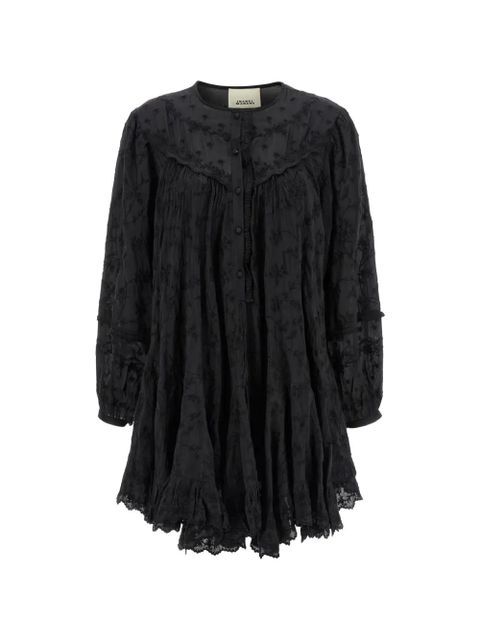 ISABEL MARANT Zame floral-embroidered ruffled mini dress - Black - zdjęcie produktu nr 1