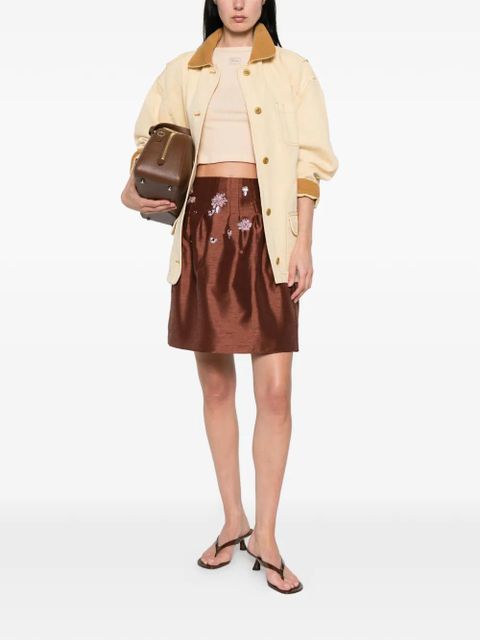 SHUSHU/TONG floral-embellished pleated skirt - Brown - zdjęcie produktu nr 2