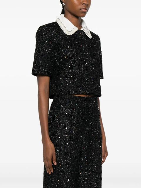 SANDRO sequin-embellished cropped jacket - Black - zdjęcie produktu nr 2