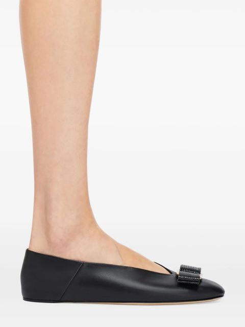 Ferragamo Vara leather ballerina shoes - Black