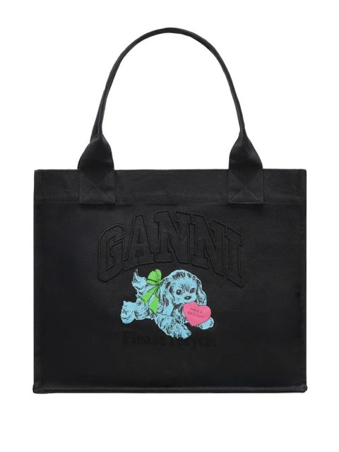 GANNI Puppy-print tote bag - Black - zdjęcie produktu nr 2