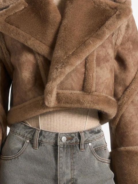 Manière De Voir Kena plush detachable-sleeves jacket - Neutrals