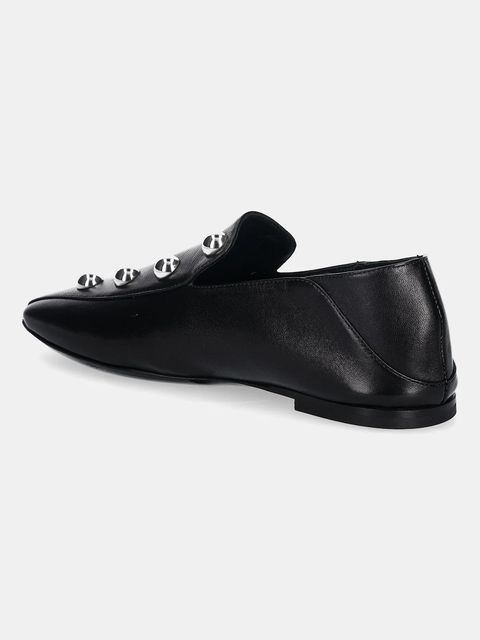 IRO mokasyny skórzane Cloclo Studs damskie kolor czarny na płaskim obcasie WM70CLOCLOST