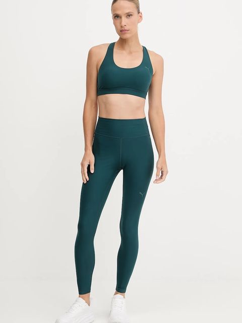 Puma legginsy treningowe kolor zielony gładkie 527452 - zdjęcie produktu nr 2