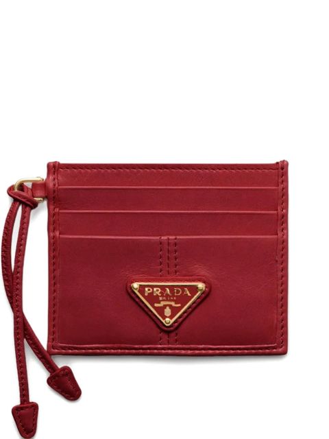 Prada enamelled-logo leather card holder - Red - zdjęcie produktu nr 1