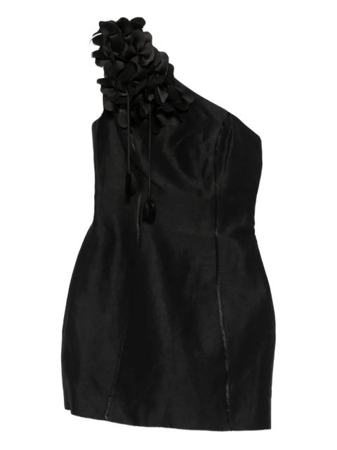 Aje Camille floral-appliqué one-shoulder mini dress - Black