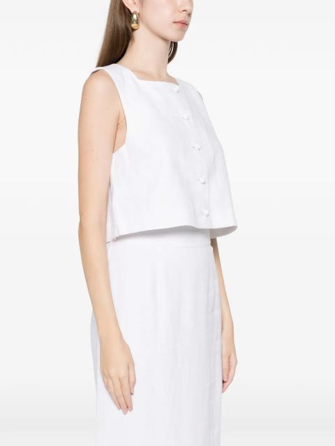 Posse Rio button vest top - White