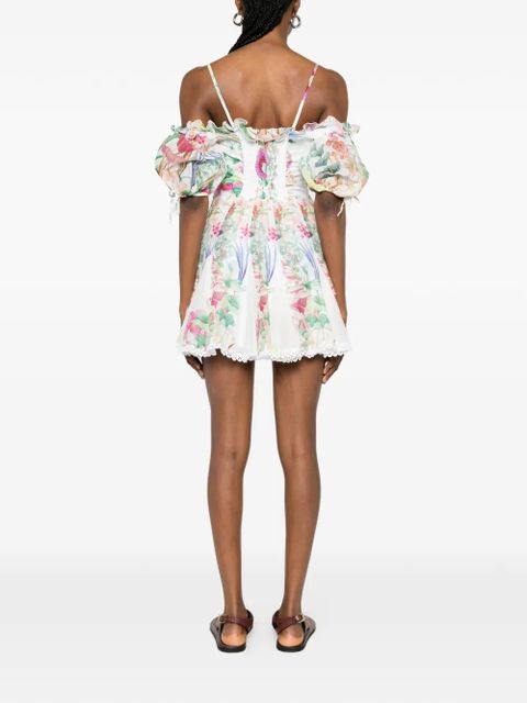 Charo Ruiz Ibiza floral ruffled mini dress - White