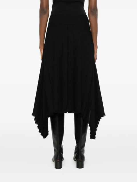 Jil Sander pleated frayed skirt - Black