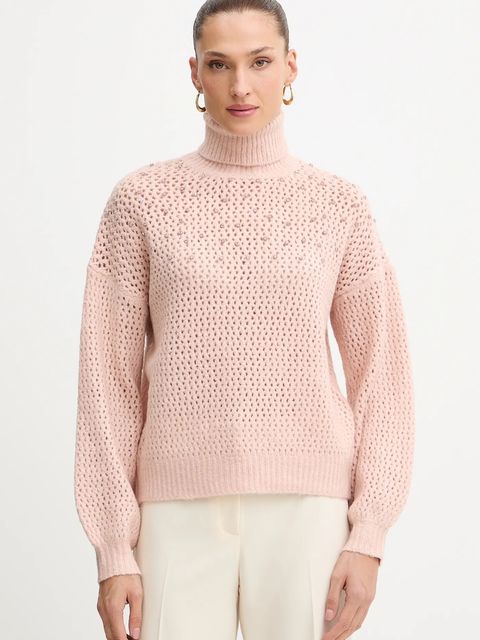 Fracomina sweter damski kolor różowy z golfem FS25WT7009K45701 - zdjęcie produktu nr 1