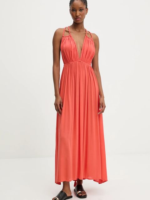 Answear.LAB sukienka kolor pomarańczowy maxi rozkloszowana