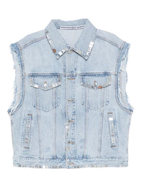 Alexander Wang embellished sleeveless denim jacket - Blue - zdjęcie produktu nr 1