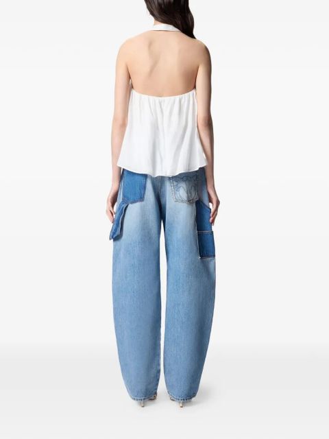 PINKO lace-detail halterneck blouse - White