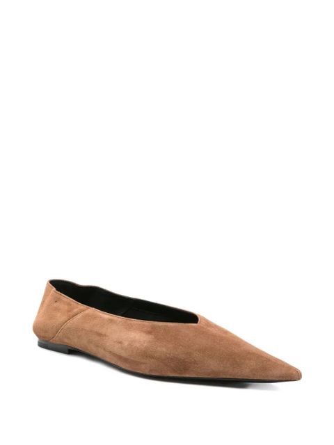 Saint Laurent pointed-toe suede ballet flats - Brown
