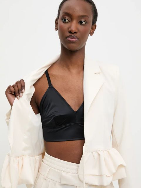 Answear.LAB marynarka kolor beżowy niezapinana gładka