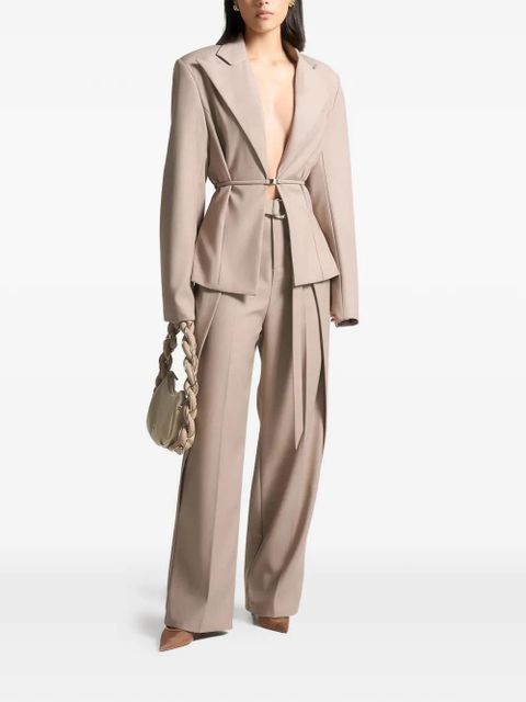 Manière De Voir wide-shoulder belted blazer - Neutrals