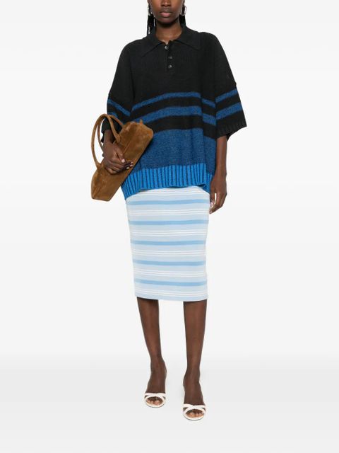 Prada drawstring-waist stripe midi skirt - Blue - zdjęcie produktu nr 2