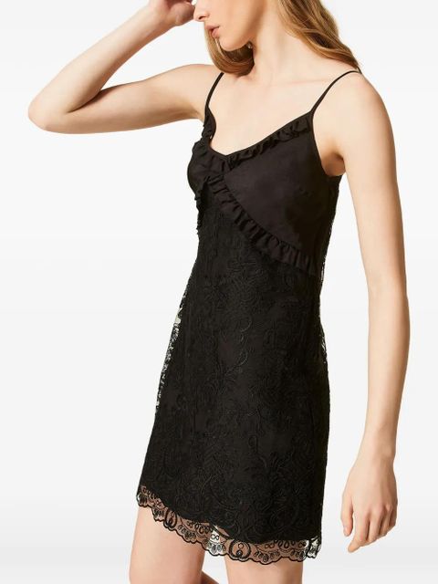 TWINSET ruffled lace dress - Black