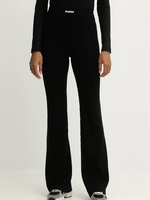 Guess spodnie z domieszką wełny FLAMINIA damskie kolor czarny dzwony high waist V5BB08 Z3JD2 - zdjęcie produktu nr 1