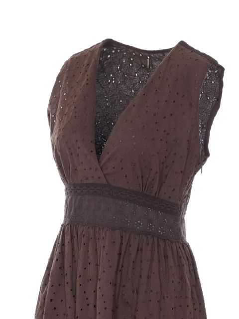 TWINSET broderie-anglaise flounced dress - Brown
