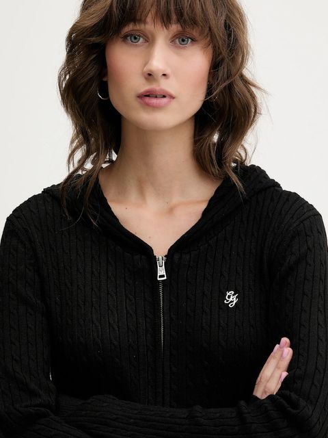 Guess Jeans kardigan z domieszką jedwabiu damska kolor czarny lekki W5BR04 Z3HO2 - zdjęcie produktu nr 2