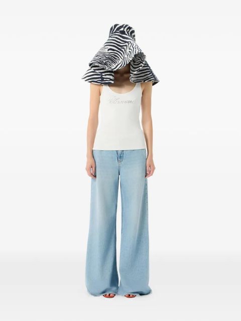 Blumarine logo-embroidered top - White