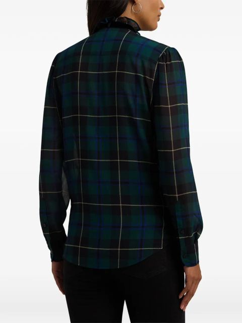 Lauren Ralph Lauren ruffled-neck plaid shirt - Green