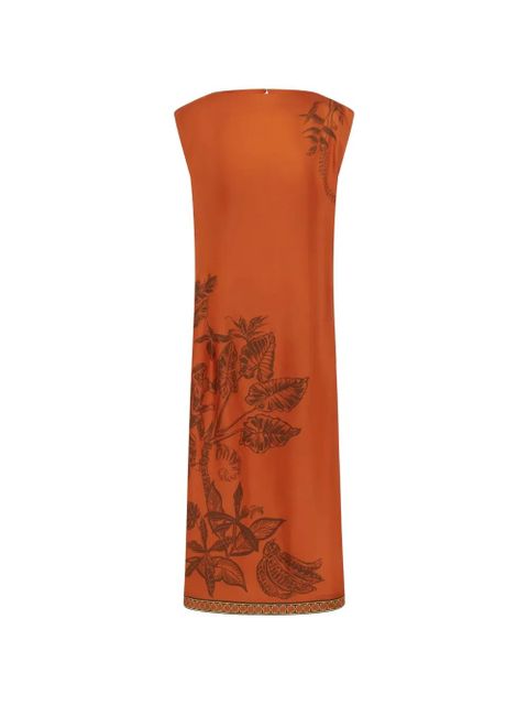 ALEMAIS Monkey floral-print midi dress - Orange - zdjęcie produktu nr 1
