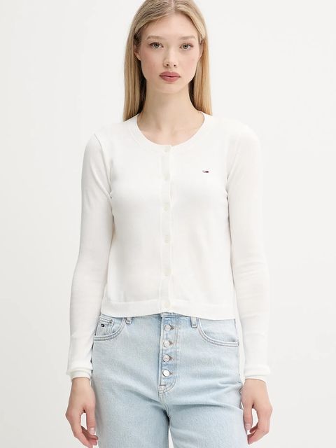 Tommy Jeans kardigan bawełniany damski kolor biały lekki DW0DW20976 - zdjęcie produktu nr 1
