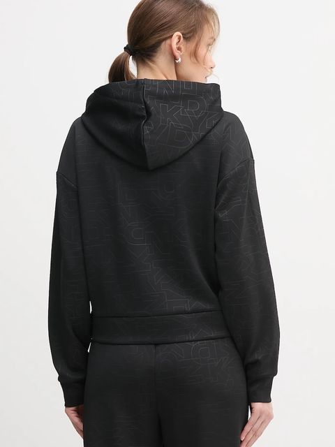 Dkny bluza KNIT JACKET damska kolor czarny z kapturem wzorzysta P5ME6CNY - zdjęcie produktu nr 2