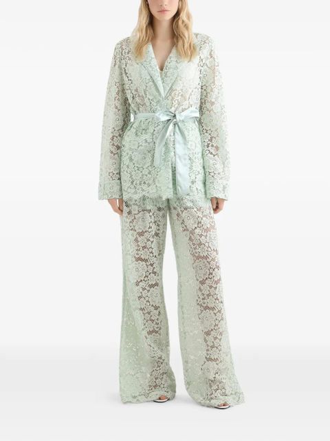 Dolce & Gabbana lace-detail belted jacket - Green
