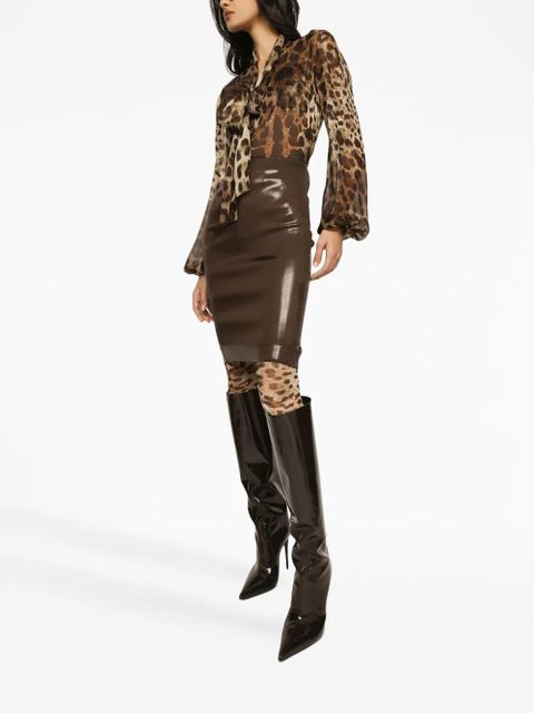 Dolce & Gabbana high-waisted midi pencil-skirt - Brown