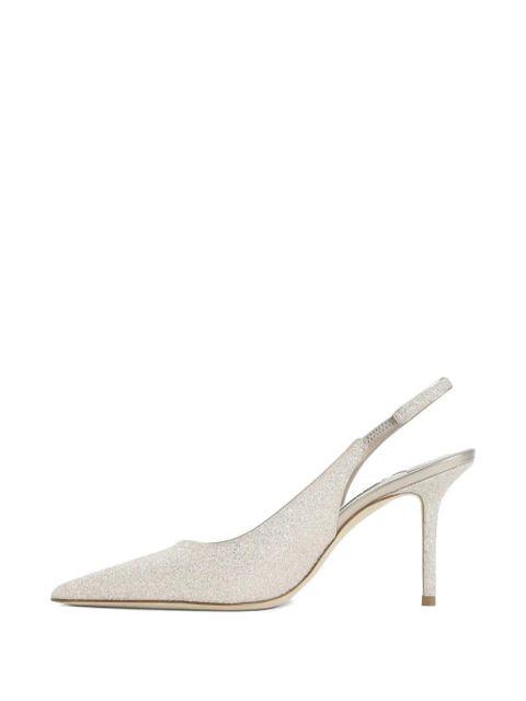 Jimmy Choo Love metallic leather heeled pumps - Silver