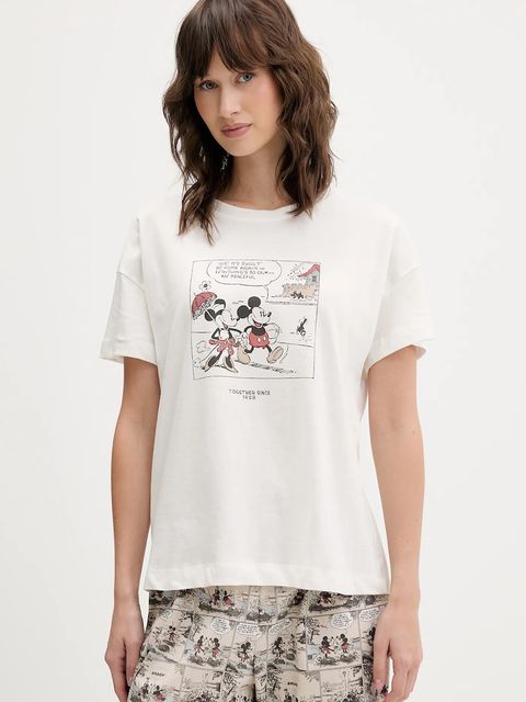 women'secret piżama bawełniana damska kolor beżowy bawełniana 3132160