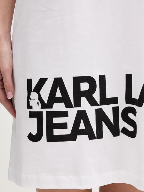 Karl Lagerfeld Jeans sukienka bawełniana kolor biały mini prosta B1W13054
