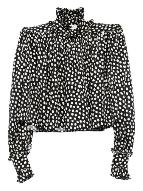 Chloé ruffled-collar polka-dot blouse - Black - zdjęcie produktu nr 1