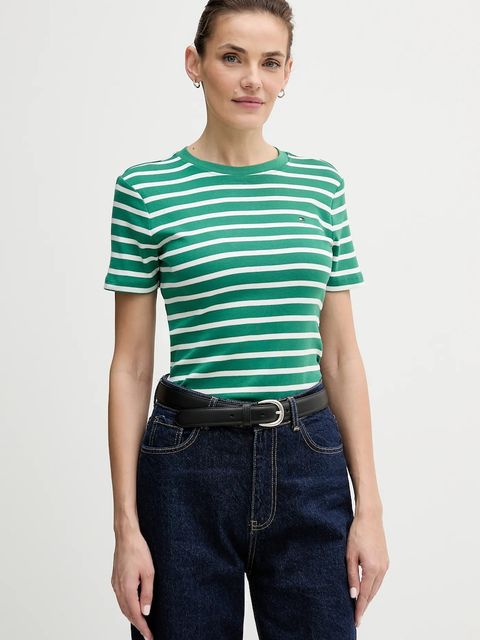 Tommy Hilfiger t-shirt bawełniany damski kolor zielony WW0WW40587 - zdjęcie produktu nr 1