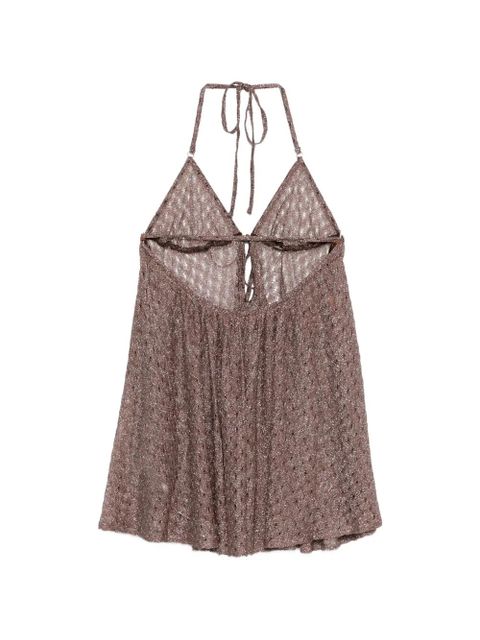 Missoni halterneck knitted mini dress - Brown