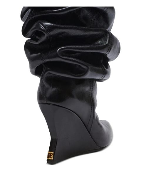 Balmain 95mm calfskin wedge over-the-knee boots - Black - zdjęcie produktu nr 2