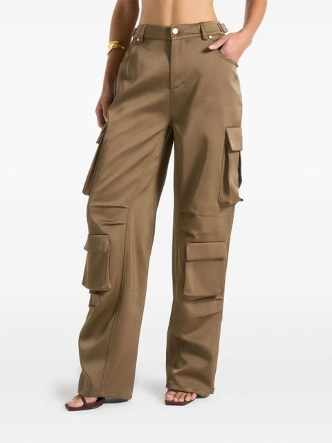 Manière De Voir Emilie high-waisted satin cargo trousers - Green - zdjęcie produktu nr 1