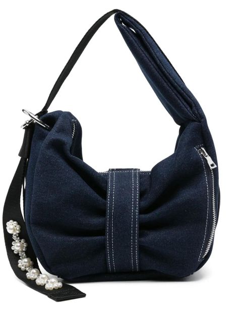 Simone Rocha bow pearl-embellished shoulder bag - Blue - zdjęcie produktu nr 1