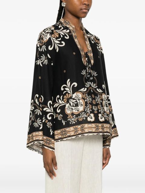 TWINSET floral-print tie-fastening blouse - Black