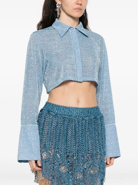 Oséree lurex cropped top - Blue