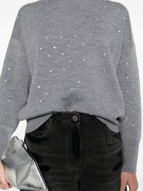 Rabanne glass crystal-embellished jumper - Grey