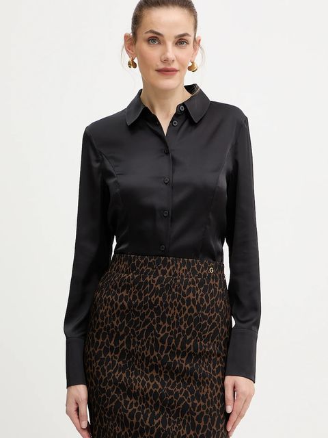 Guess koszula FERNANDA damska kolor czarny regular z kołnierzykiem klasycznym W5BH83 WF1T2 - zdjęcie produktu nr 1