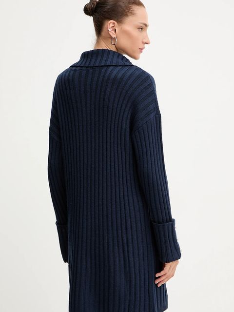 Liu Jo sukienka z dodatkiem wełny kolor granatowy mini oversize MF5049 MA51I - zdjęcie produktu nr 2