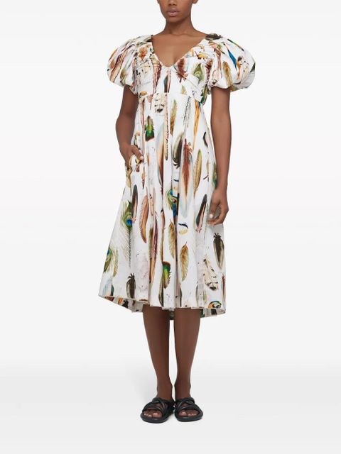 Agua By Agua Bendita Chontaduro Pluma cotton midi dress - Neutrals