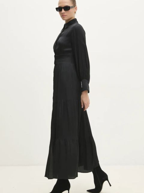 Answear.LAB sukienka kolor czarny maxi rozkloszowana